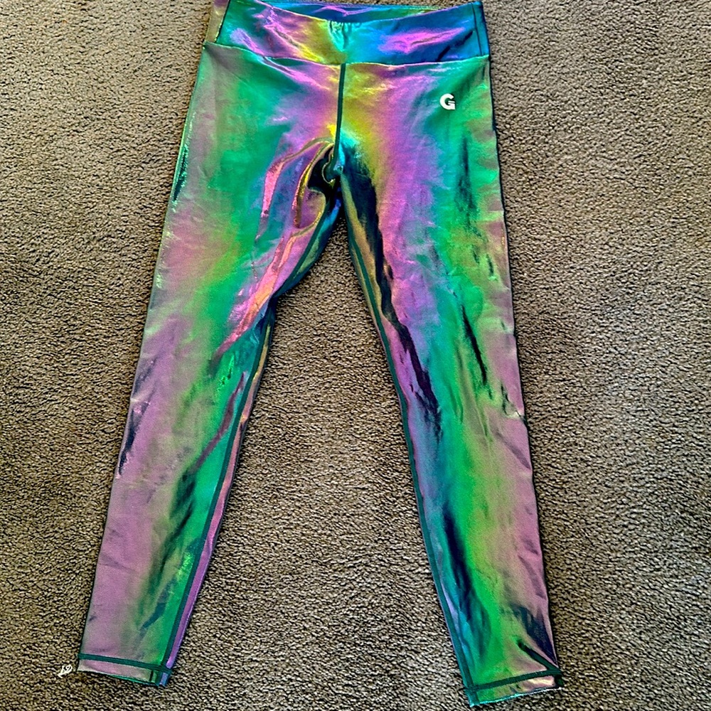 Grrrl squat proof leggings in mermaid iridescent color